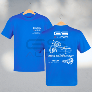 Maglietta GS Audio Blu – T-Shirt Ufficiale con Logo e Grafica Car Audio